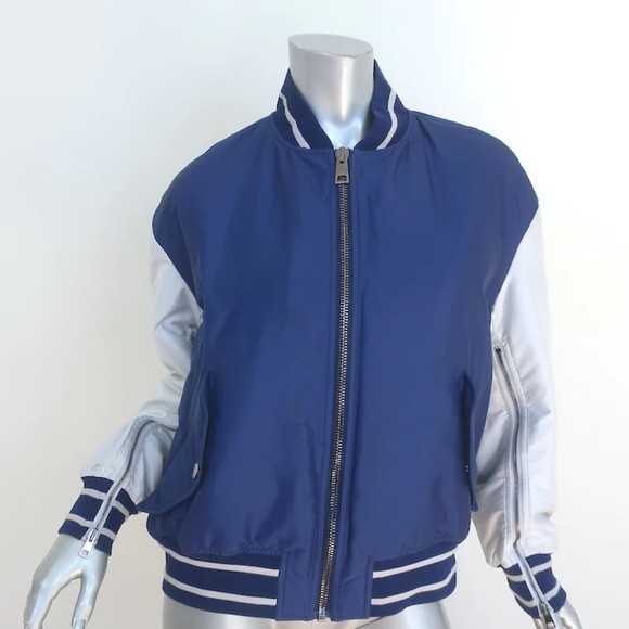 Christian Dior Reve D'infini Bomber Jacket Navy & Light Gray Satin Size 36 - Picture 2 of 9